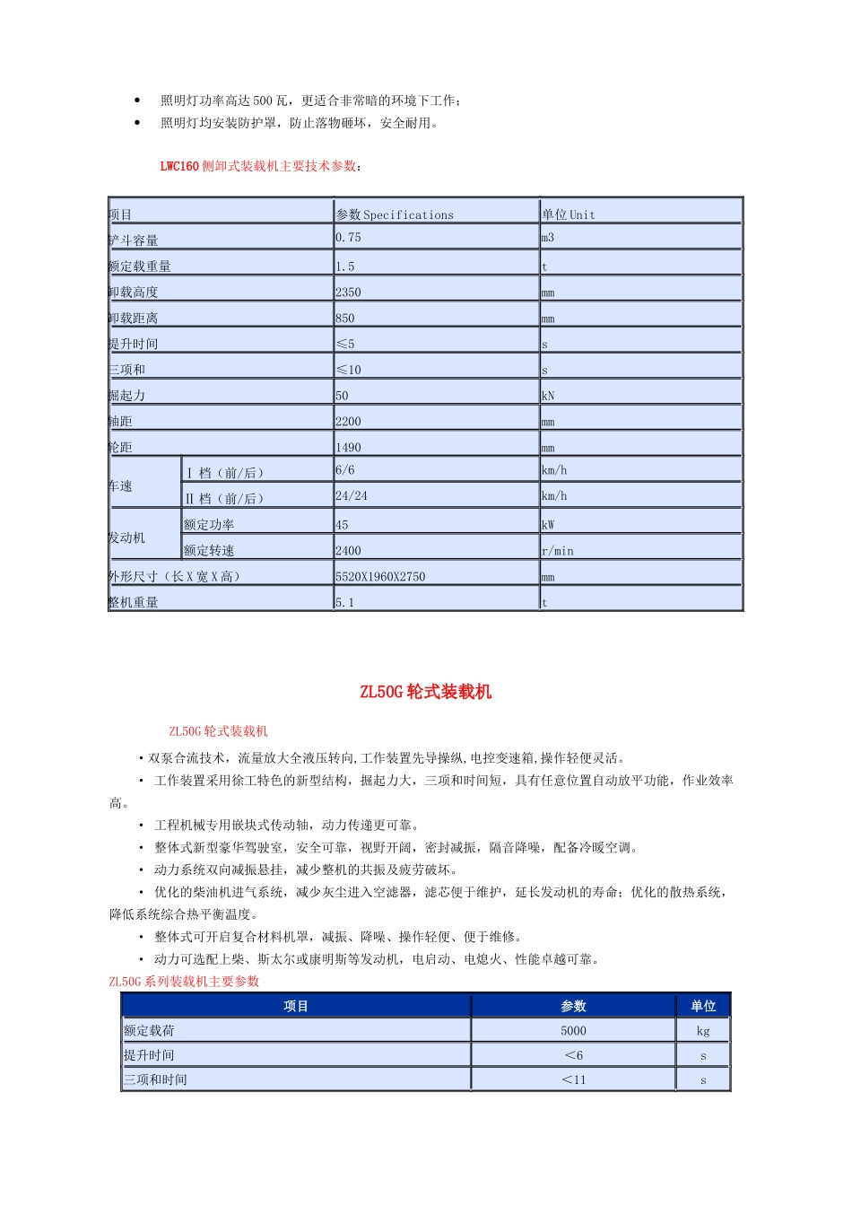 各类装载机性能参数_第2页