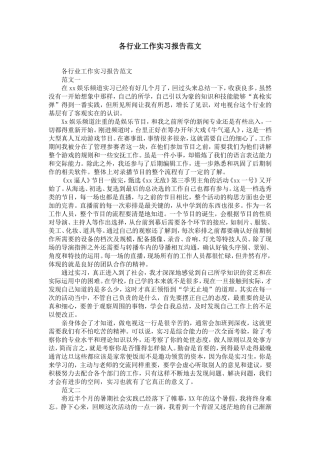 各行业工作实习报告范文-精选模板