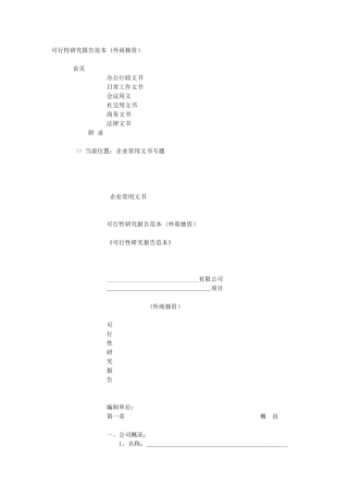 可行性研究报告范本-(外商独资)