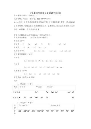 史上最好的英美音标发音和使用的对比