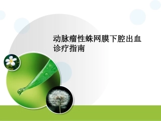 动脉瘤性蛛网膜下腔出血诊疗指南