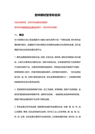 各种钢材型号和名称【详尽版】