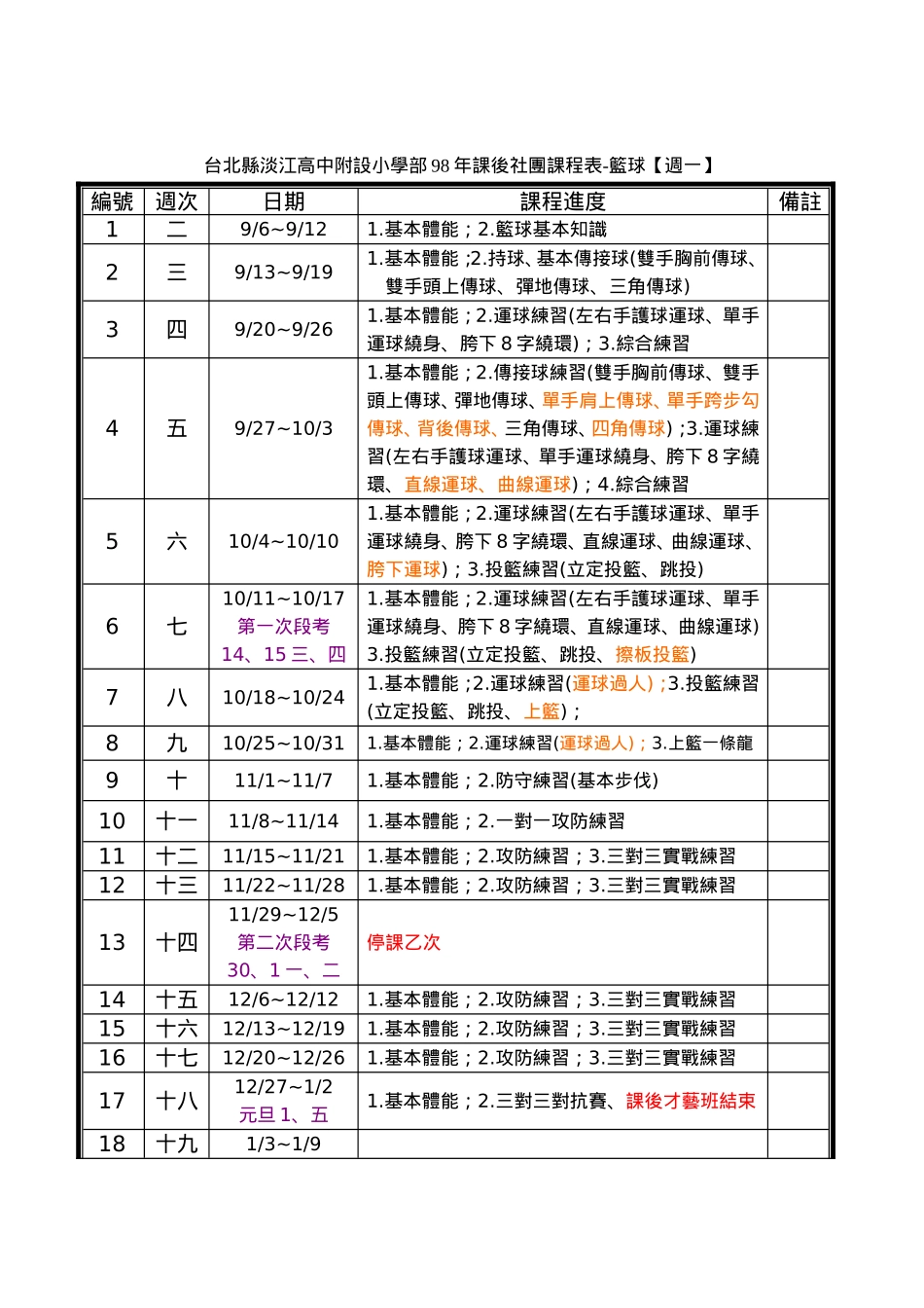 台北县淡江高中附设小学部98年课后社团课程表-活力太鼓..._第3页