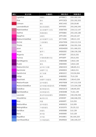 各种颜色的英语单词及图片