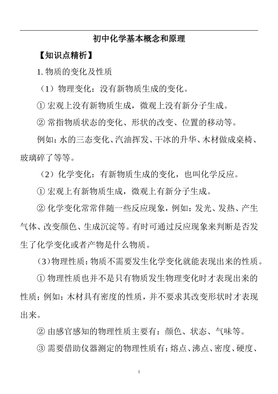 史上最全初中化学知识点总结及例题分析(同名11732)_第1页
