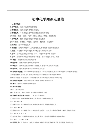 史上最全初中化学知识点总结及例题分析