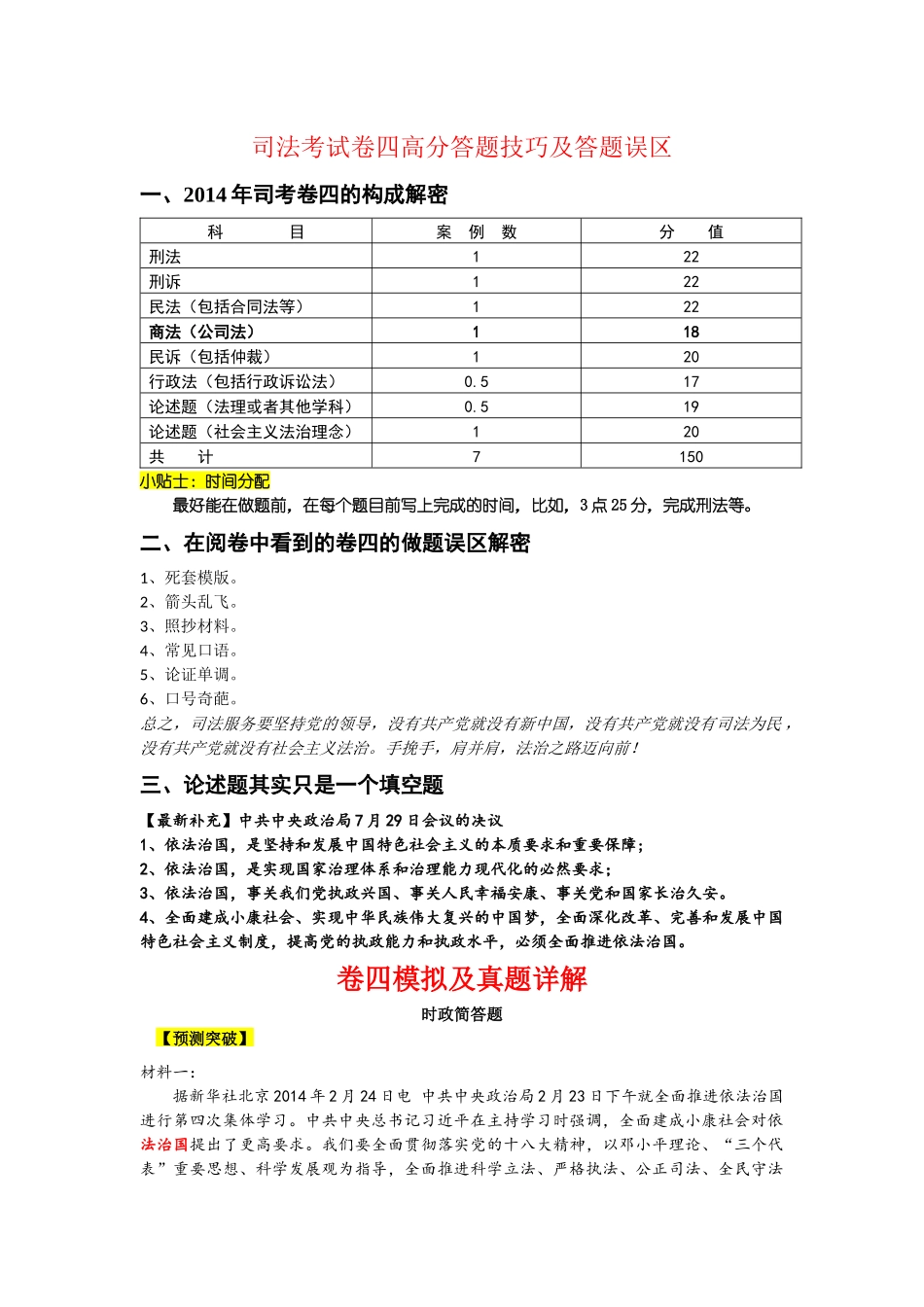 司法考试卷四高分答题技巧及答题误区_第1页