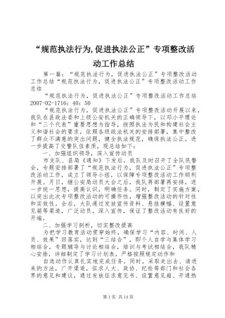 规范执法行为促进执法公正专项整改活动工作总结