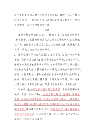 司法考试民法笔记背诵版
