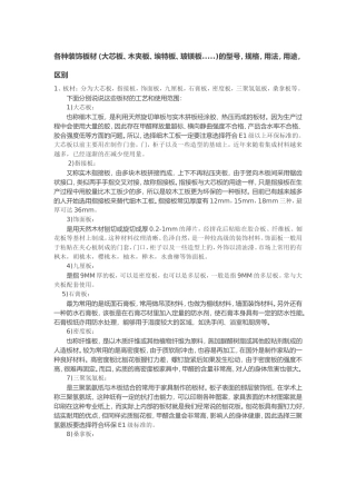 各种装饰板材用途