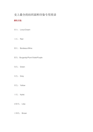 史上最全的纺织面料印染专用英语