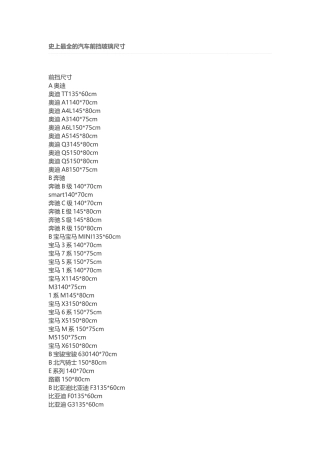 史上最全的汽车前挡玻璃尺寸讲解