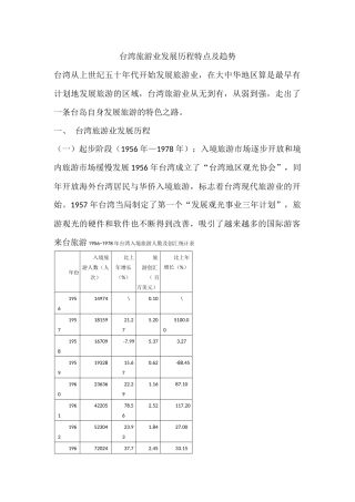 台湾旅游业发展历程特点及趋势