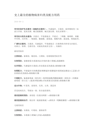 史上最全的植物病害归类及配方用药