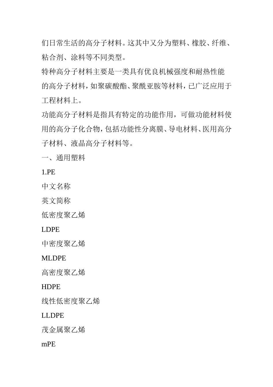 史上最全高分子材料及其简称_第2页