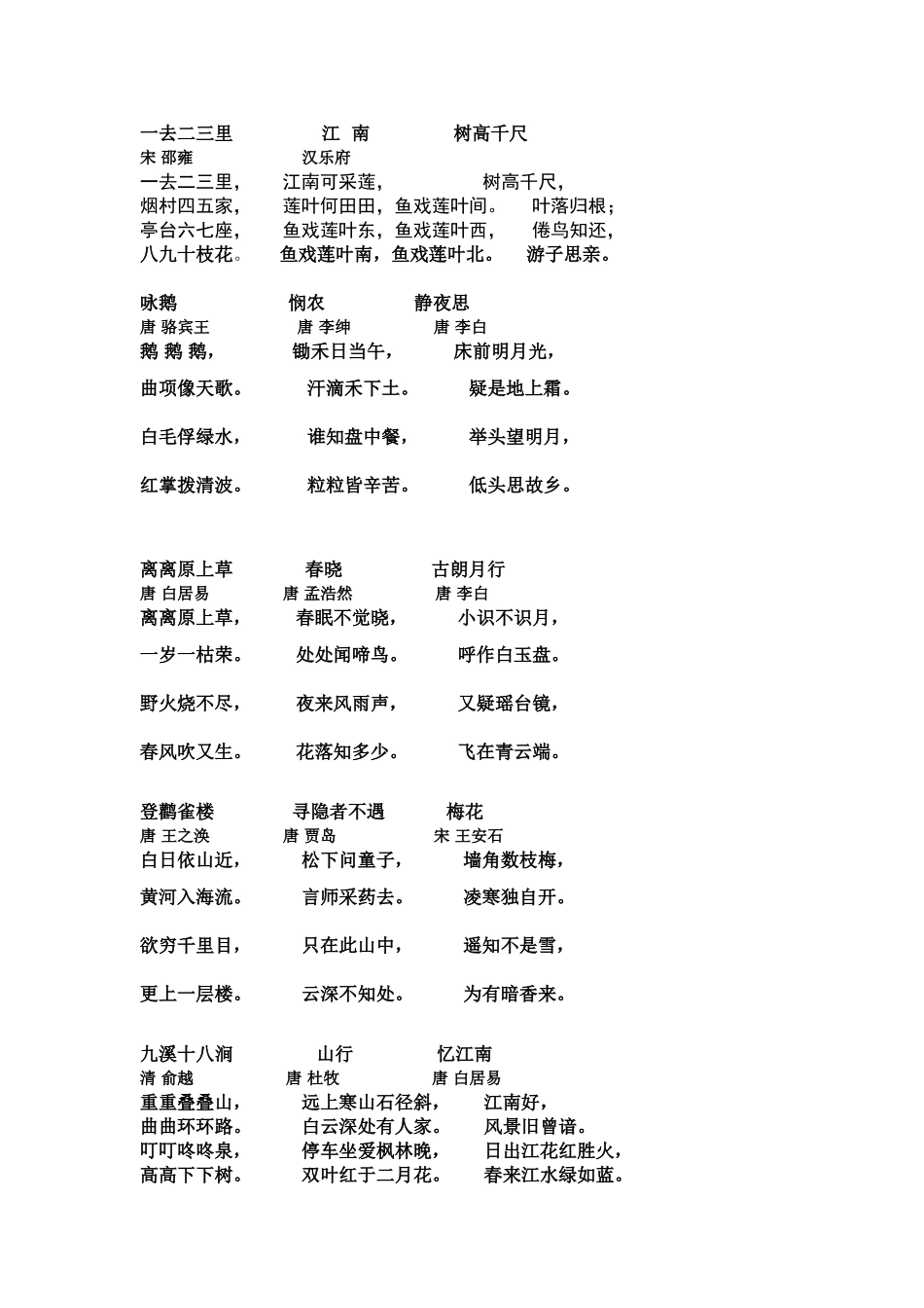 古诗1-5年80首_第1页