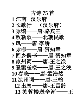 古诗75首(题目)