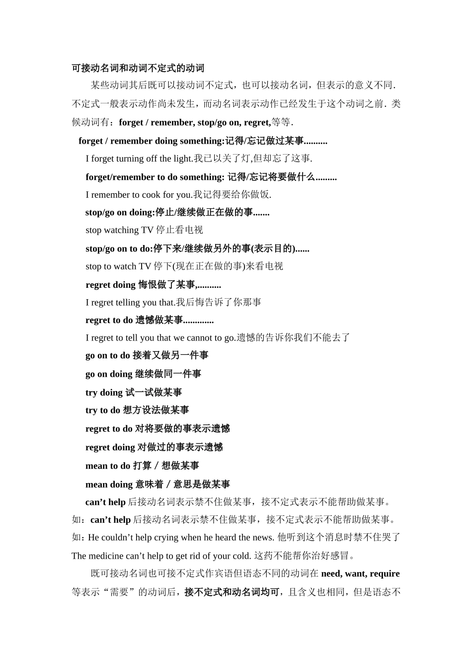 可接动名词和动词不定式的动词_第1页