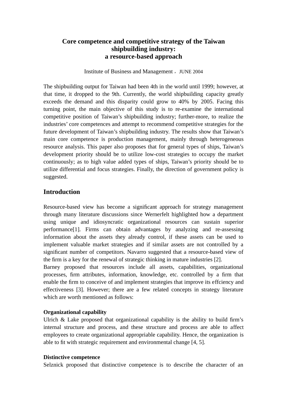 台湾造船业的核心能力和竞争策略--英文版_第1页