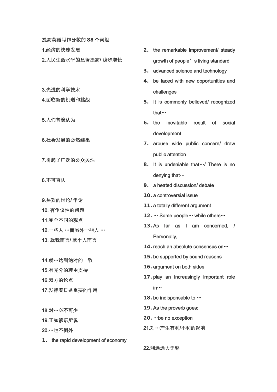 可以打印分组练的提高英语写作分数的87个词组_第1页