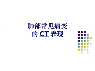 肺部常见病变的CT表现讲义