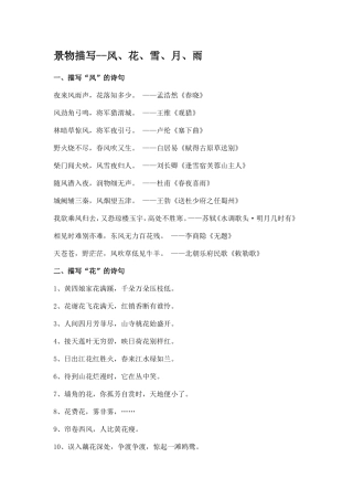 古诗中的风花雪月雨