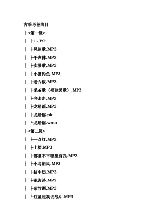 古筝考级曲目