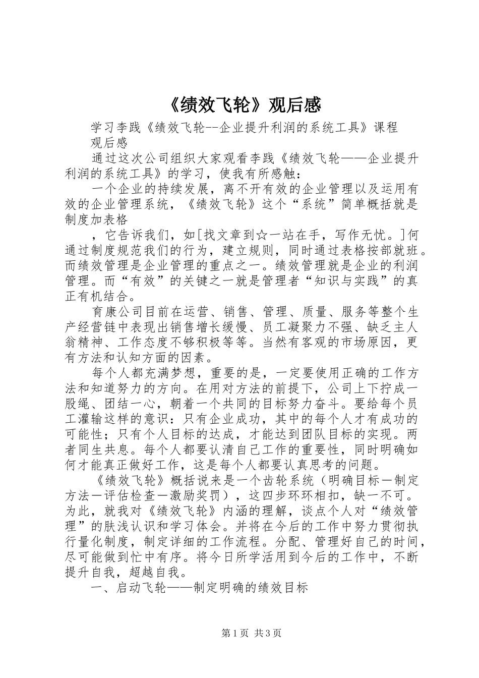 绩效飞轮观后感_第1页