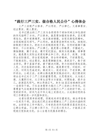 践行三严三实做合格人民公仆心得体会