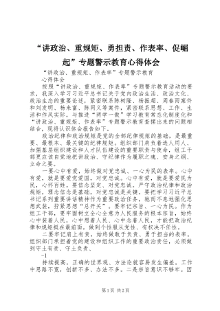 讲政治重规矩勇担责作表率促崛起专题警示教育心得体会
