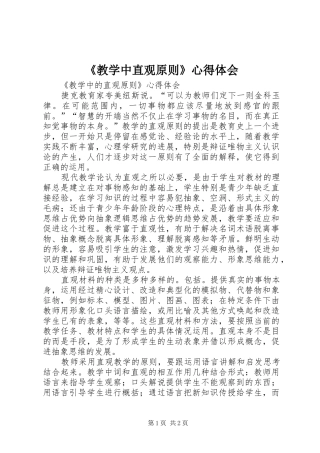 教学中直观原则心得体会