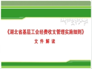 湖北省基层工会经费收支管理实施细则文件解读