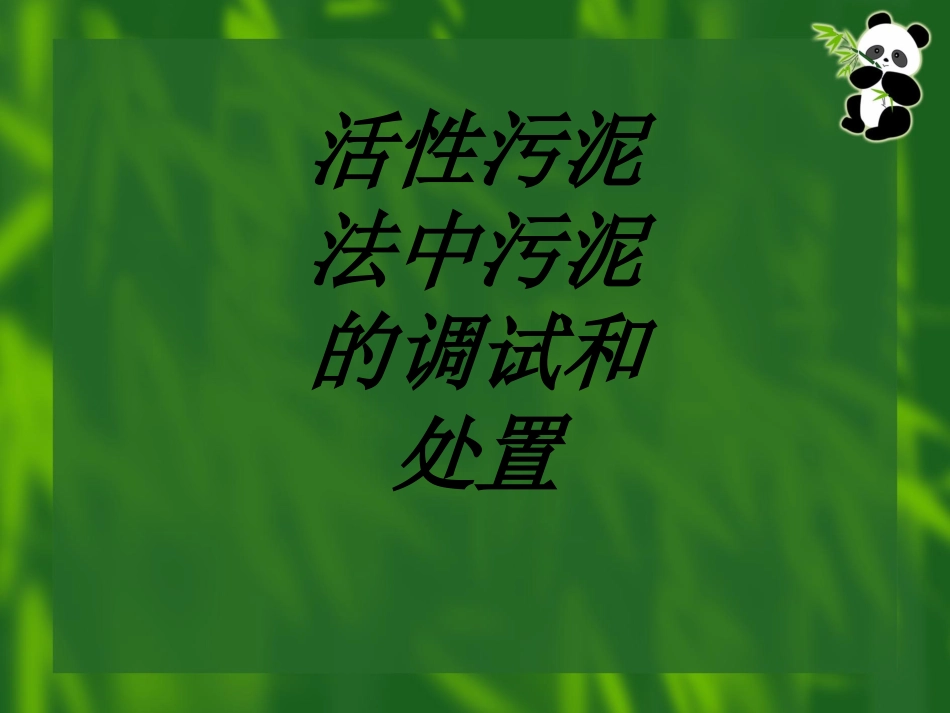 活性污泥法中污泥的调试和处置专题培训课件_第1页
