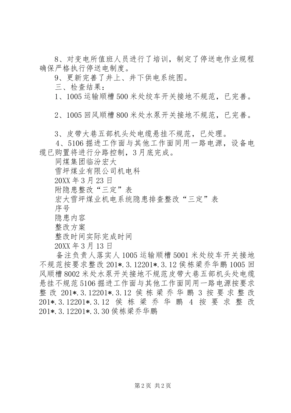 矿井供电系统完善整治月月工作总结_第2页
