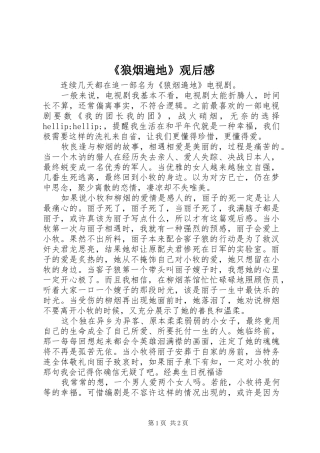 狼烟遍地观后感