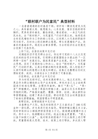 联村联户为民富民典型材料