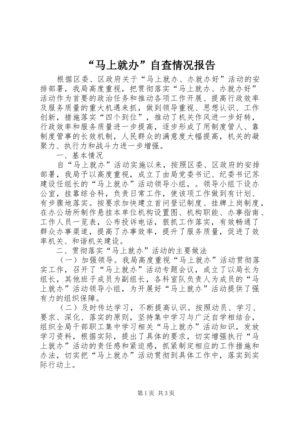 马上就办自查情况报告_第1页