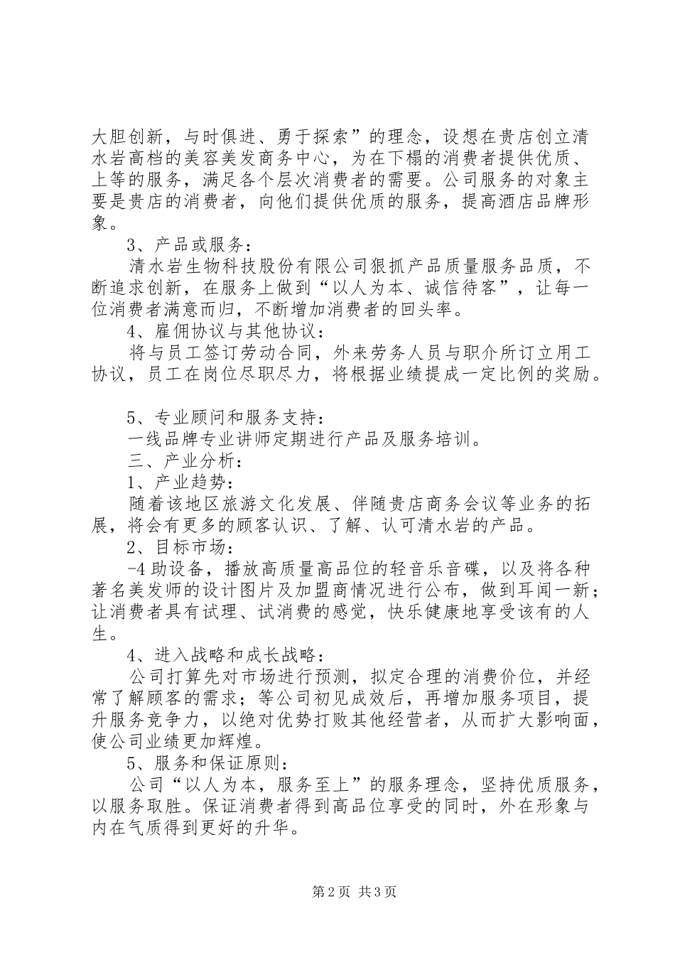美容美发公司企业计划书_第2页