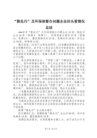 散乱污及环保部督办问题企业回头看情况总结