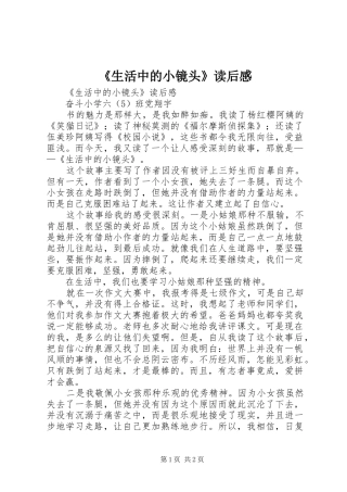 生活中的小镜头读后感