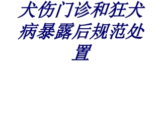 犬伤门诊和狂犬病暴露后规范处置培训课件