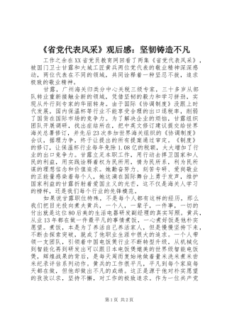 省党代表风采观后感坚韧铸造不凡