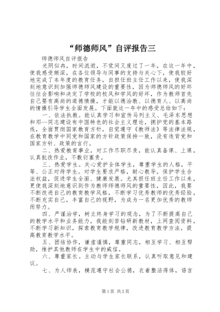 师德师风自评报告三