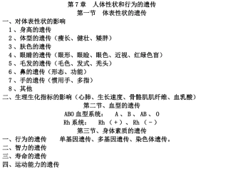 人体性状和行为的遗传汇总