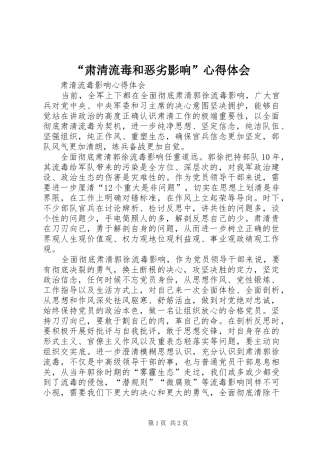 肃清流毒和恶劣影响心得体会