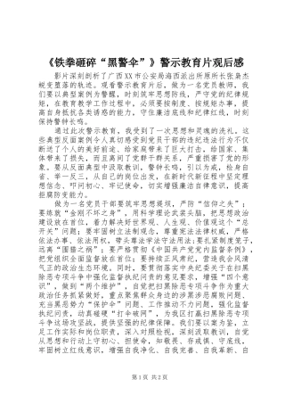 铁拳砸碎黑警伞警示教育片观后感