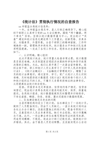 统计法贯彻执行情况的自查报告
