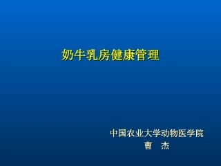 兽医学课件奶牛乳房健康管理