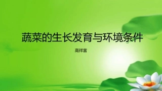 蔬菜的生长发育与环境条件
