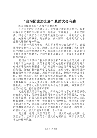 我为团旗添光彩总结大会有感